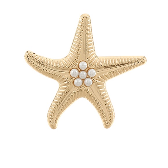 Starfish & Pearl Open Ring - Picture 1 of 2